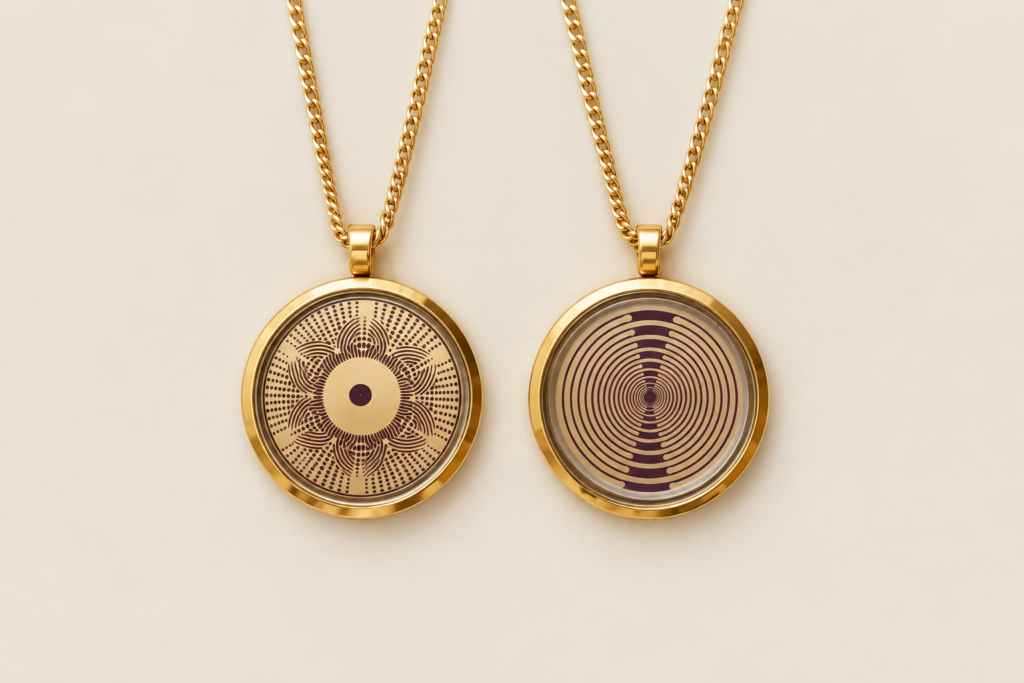 The Earth Resonance Pendant — Symbolic Jewellery · Gold Tone