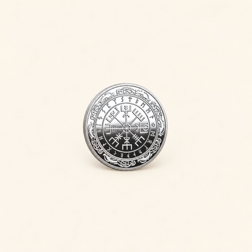 The Viking Token — Compass Keepsake · Silver Tone